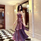Dark Purple Spaghetti Straps A-Line Chiffon Long Prom Dress Evening Gown, DP4566