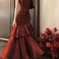 Wine Red Spaghetti Straps A-Line Chiffon Long Prom Dress Evening Gown, DP4567