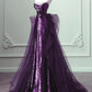 Purple Strapless Sequins Mermaid Long Prom Dress Formal Evening Gown, DP4569