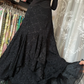 Black Straps Lace A-Line Vintage Long Prom Dress Formal Evening Gown, DP4571