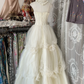 White Straps A-Line Tulle Beading Vintage Wedding Dress Long Prom Dress, DP4578