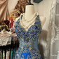 Royal Blue Halter Beading Mermaid Vintage Long Party Dress Formal Evening Dress, DP4580