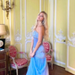 Blue Strapless A-Line Chiffon Beading Birthday Dress Evening Party Dress, DP4587