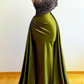 Olive Green Mermaid Sequins Satin Formal Prom Dress Evening Party Dress, DP4588