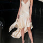 Champagne Spaghetti Straps Sheath Long Party Dress Evening Dress, DP4591