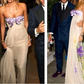 Elegant Strapless Ivory Chiffon Long Party Dress Retro Evening Gown, DP4596