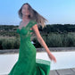 Green Sleeveless Lace Satin Long Party Dress Sexy Prom Dress, DP4613