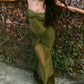 Shiny Green Strapless Sheath Long Prom Dress Evening Party Dress, DP4617