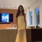 Sexy Yellow Strapless Mermaid Long Prom Dress Evening Party Dress, DP4631