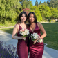Burgundy V Neck Backless Mermaid Satin Long Prom Dress Formal Party Dress, DP4644