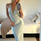 Light Blue Halter Mermaid Satin Long Party Dress Wedding Guest Dress, DP4648