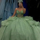 Enchanting Mint Green Sweetheart Neckline Ball Gown with Glitter TulleQuinceanera DP4654