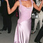 Lilac Straps Sheath Long Evening Party Dress Vintage Formal Dress, DP4664
