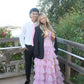 Pink V Neck Straps A-Line Tulle Tiered Long Prom Dress Formal Party Dress, DP4672