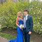 Royal Blue Straps Mermaid Satin Long Prom Dress Evening Party Dress, DP4675