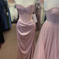 Pink Sweetheart Beading Mermaid Satin Long Party Dress Evening Dress, DP4690