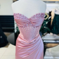 Pink Sweetheart Beading Mermaid Satin Long Party Dress Evening Dress, DP4690