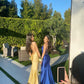 Champagne Straps Mermaid Satin Long Formal Prom Dress Evening Party Dress, DP4694