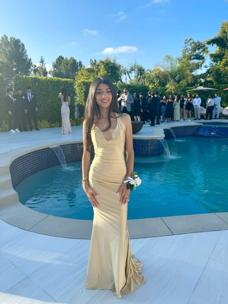 Champagne Straps Mermaid Satin Long Formal Prom Dress Evening Party Dress, DP4694