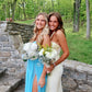 Light Yellow Halter Sheath Satin Long Party Dress Wedding Guest Dress, DP4695