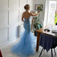 Blue Sweetheart Mermaid Appliques Beading Long Formal Prom Dress, DP4703