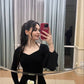 Black Long Sleeves Mermaid Long Party Dress Elegant Evening Dress, DP4713