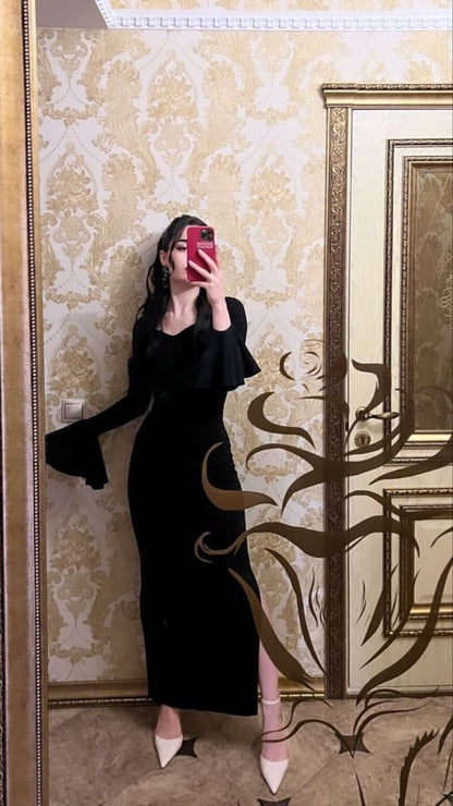 Black Long Sleeves Mermaid Long Party Dress Elegant Evening Dress, DP4713
