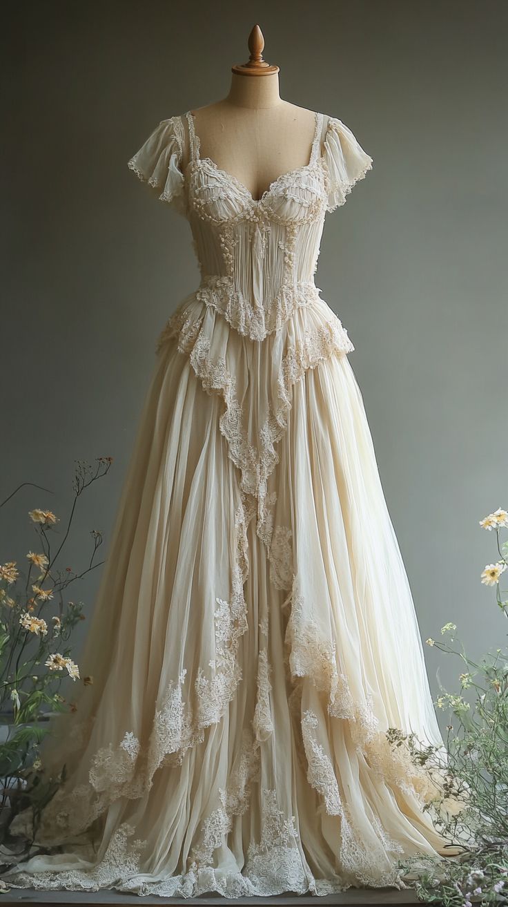 Retro A-Line Chiffon Lace Elegant Long Prom Dress Evening Gown, DP4726