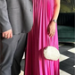 Pink Halter A-Line Satin Long Party Dress Pretty Wedding Guest Dress DP4762