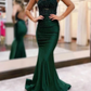 Dark Green Straps Appliques Mermaid Long Formal Prom Dress Party Dress, DP4763