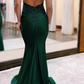 Dark Green Straps Appliques Mermaid Long Formal Prom Dress Party Dress, DP4763