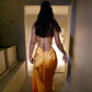 Orange Straps V Neck Sheath Satin Long Party Dress Wedding Guest Dress, DP4766