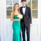 Elegant Green Strapless Mermaid Satin Long Formal Prom Dress Evening Gown, DP4771