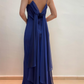 Navy Blue Spaghetti Straps Sheath Long Prom Dress Vintage Party Dress, DP4789