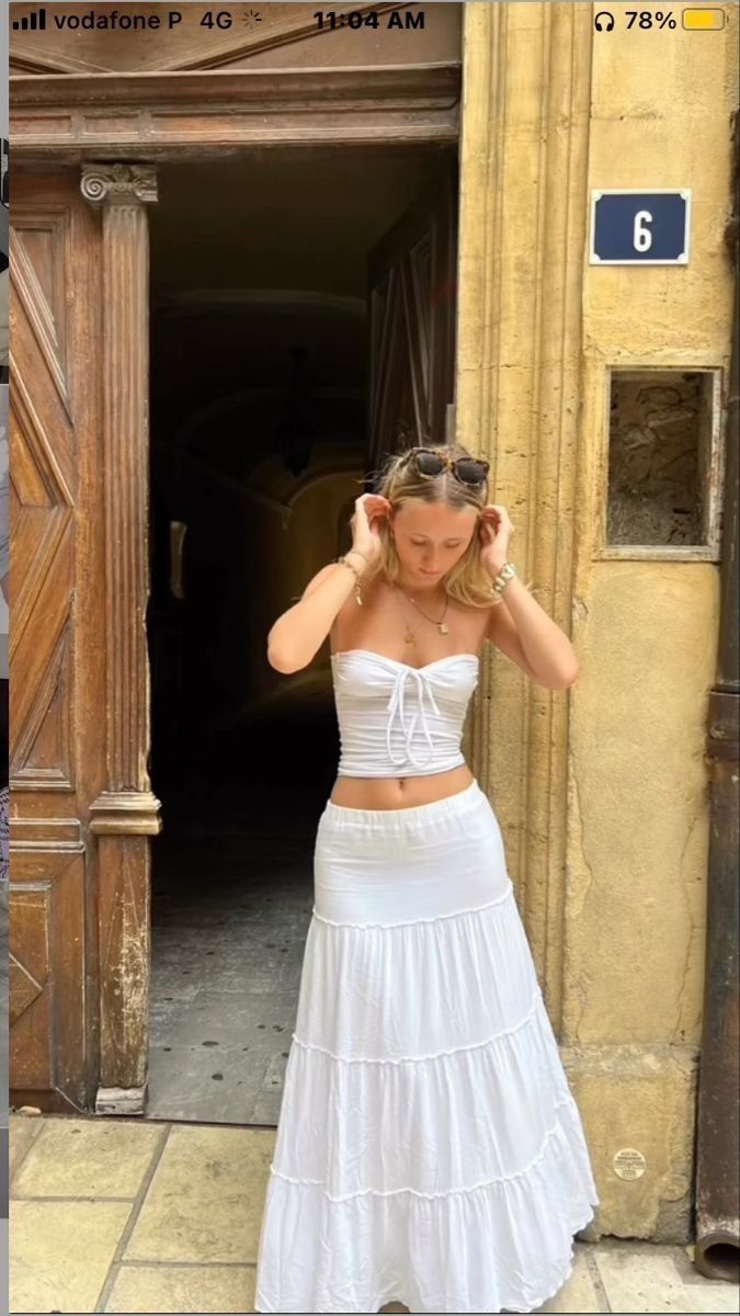 Jolie robe de soirée longue blanche deux pièces coupe trapèze, tenue de vacances tendance, DP4807
