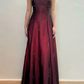 Burgundy Straps A-Line Beadng Long Prom Dress Vintage Party Dress, DP4814