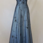 Blue Straps A-Line Beadng Long Prom Dress Vintage Party Dress, DP4815