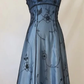 Blue Straps A-Line Beadng Long Prom Dress Vintage Party Dress, DP4815