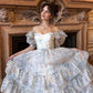 Light Blue A-Line Chiffon Tiered Long Party Dress Princess Birthday Dress, DP4830