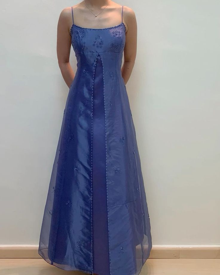 Elegant Straps A-Line Beading Satin Long Prom Dress Vintage Party Dress, DP4837