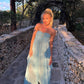 Pretty Blue Backless A-Line Chiffon Long Party Dress Summer Beach Dress, DP4862