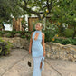 Light Blue V Neck Sheath Chiffon Long Party Dress Wedding Guest Dress, DP4863