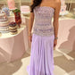 Gorgeous Lilac Strapless A-Line Beading Long Party Dress Birthday Dress, DP4864