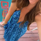 Blue Spaghetti Straps A-Line V Neck Long Party Dress Fashion Beach Dress, DP4870