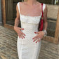 Elegant White Straps Sheath Long Party Dress Chic Birthday Dress, DP4872