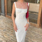 Elegant White Straps Sheath Long Party Dress Chic Birthday Dress, DP4872