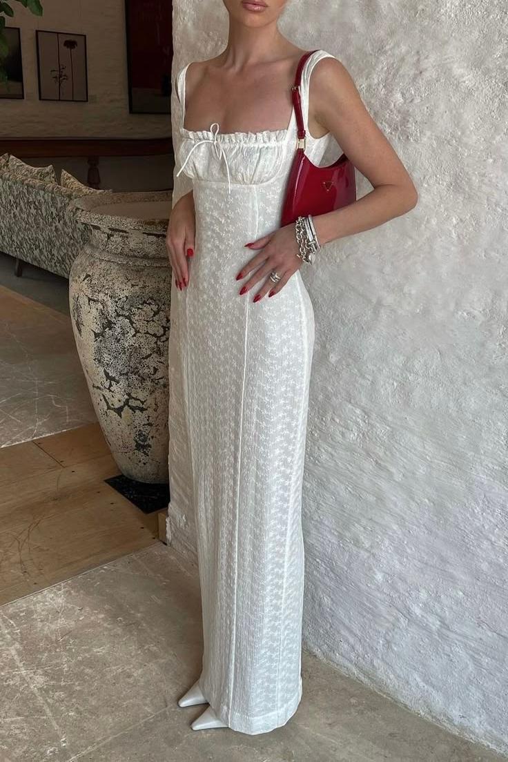Elegant White Straps Sheath Long Party Dress Chic Birthday Dress, DP4872