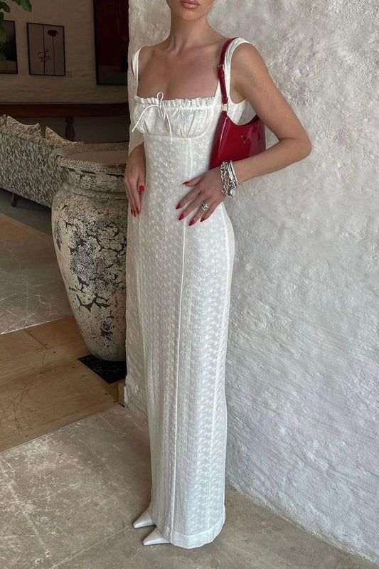 Elegant White Straps Sheath Long Party Dress Chic Birthday Dress, DP4872