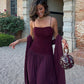 Elegant Spaghetti Straps A-Line Chiffon Long Party Dress Wedding Guest Dress, DP4906