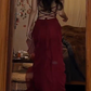 Burgundy Straps Sheath Ruffles Long Party Dress Sexy Evening Dress, DP4919